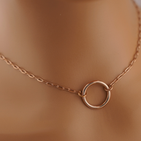 Paperclip Chain Rose Gold O-Ring Necklace