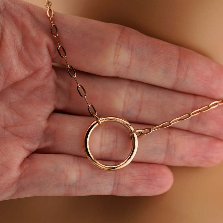 Paperclip Chain Rose Gold O-Ring Necklace