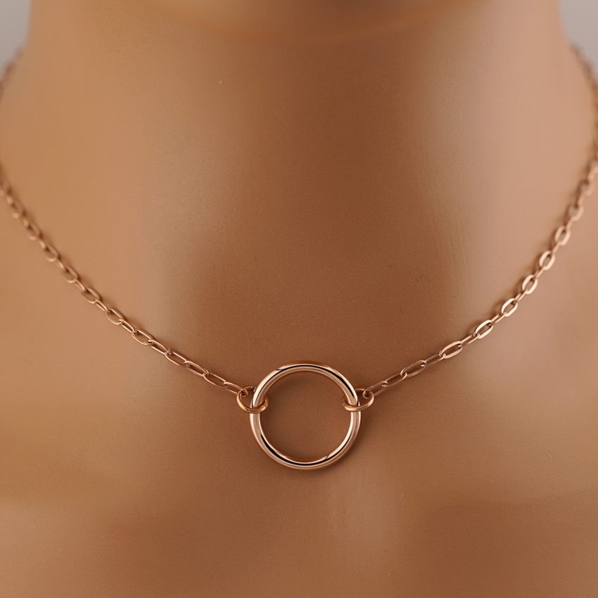 Paperclip Chain Rose Gold O-Ring Necklace