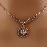 Rose Gold Celtic Knot O-Ring with CZ Heart Paperclip Chain