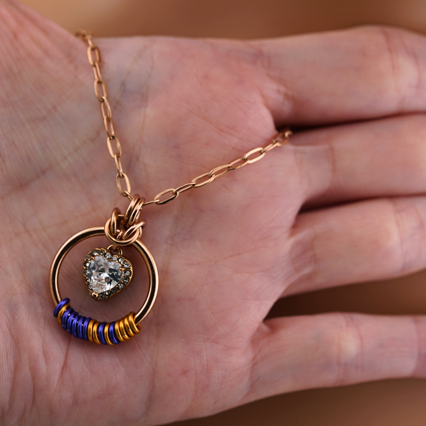 Rose Gold Morse Code w/ CZ Diamond Heart