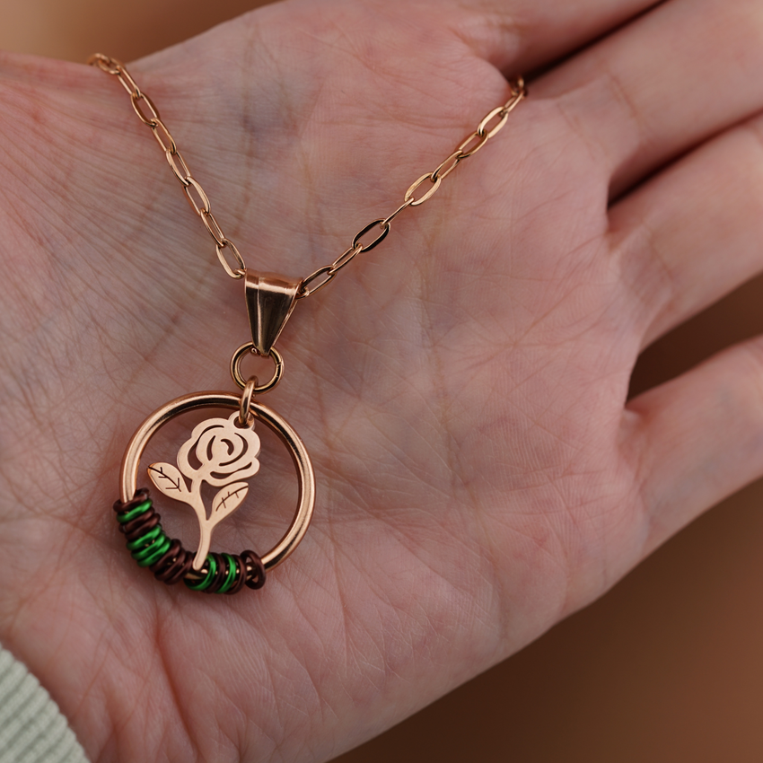 Rose Gold Morse Code w/ Rose