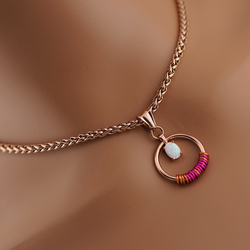 Rose Gold Morse Code w/ CZ Opal