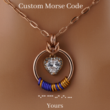 Rose Gold Morse Code w/ CZ Diamond Heart