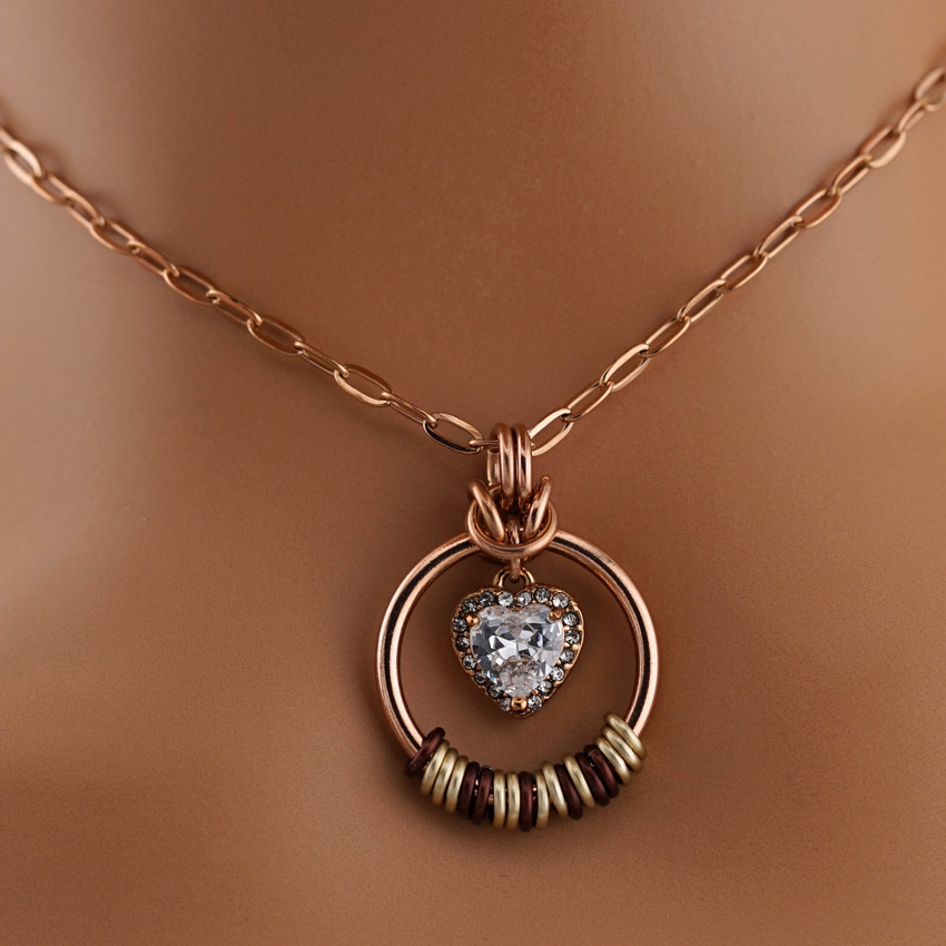Rose Gold Morse Code w/ CZ Diamond Heart