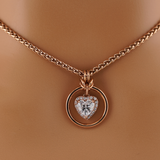 Diamond CZ Rose Gold Heart w/ CZ Diamonds Wheat Chain