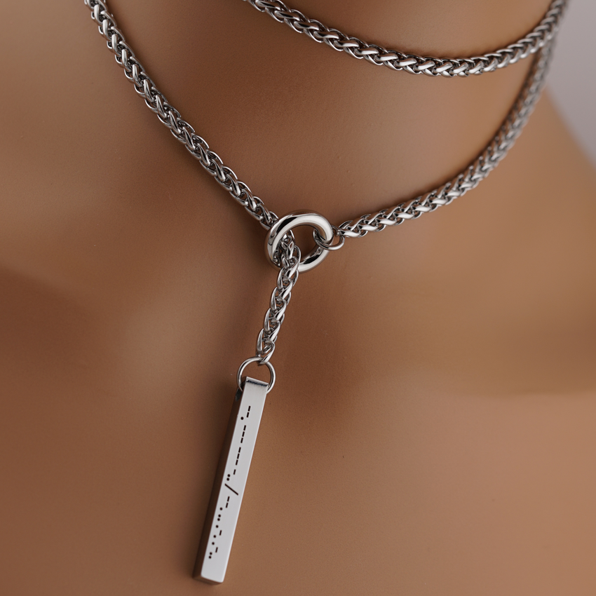 Silver Slip Chain BDSM O-Ring – Custom Hidden Morse Code