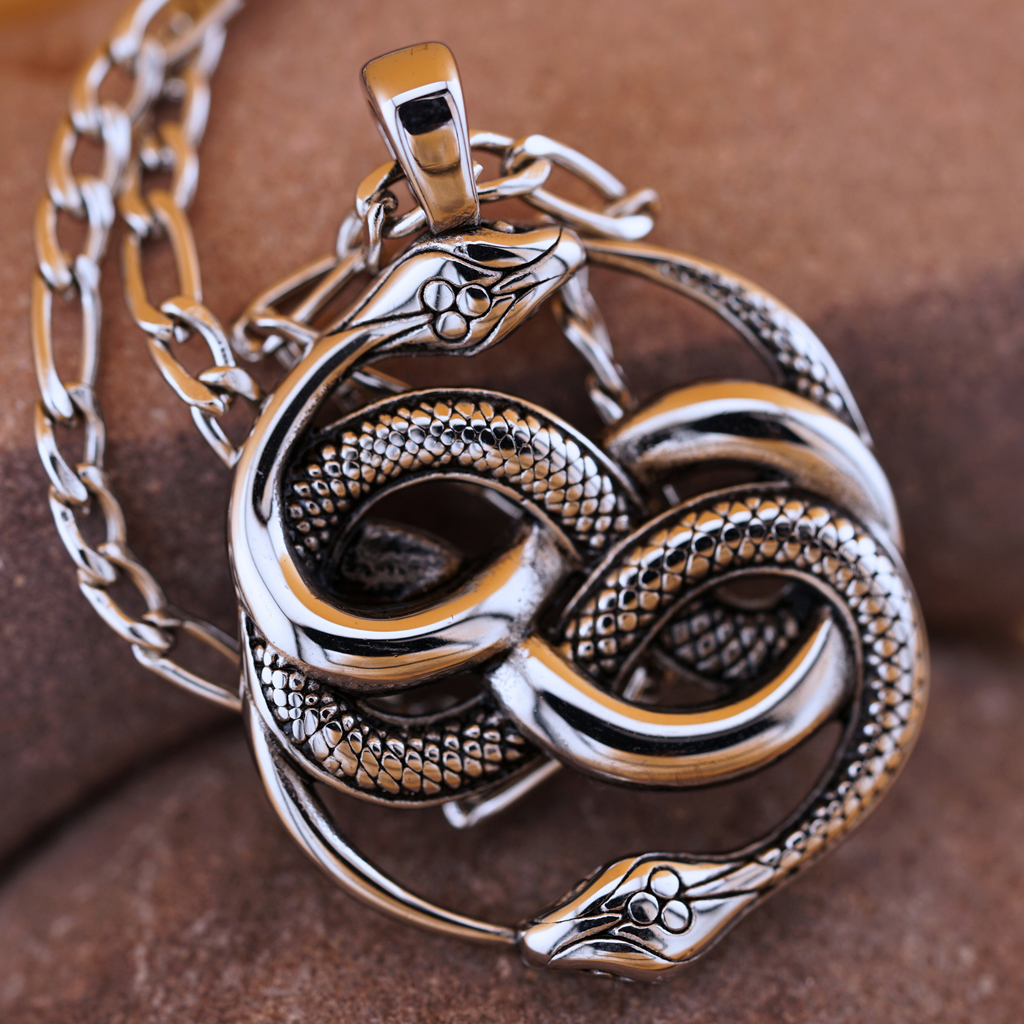 Double Infinity Snake Double-Headed Snake Infinity Necklace – Captive Collars
