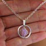 Sterling Silver Pink Opal O-Ring with CZ Stones