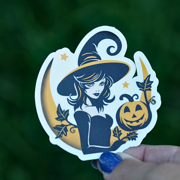 Witchy Pumpkin Moon Halloween Sticker