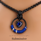 Black Morse Code Sapphire Heart Wheat Chain Day Collar