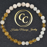 Gemstone Morse Code Bracelet – Custom Word, Submissive Day Collar Bracelet, Moonstone & Gold Rutilated Quartz