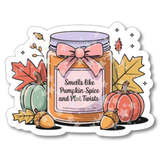 Smells Like Pumpkin Spice and Plot Twists Holographic Waterproof Vinyl Sticker | Fall Book Lover Sticker