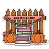 Fall Into Fiction Waterproof Vinyl Sticker | Cozy Autumn Book Lover Sticker