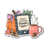 Powered by Pumpkin Spice Holographic Vinyl Kindle Sticker | Fall Book Lover Sticker | Cozy Autumn Coffee Sticker | Cute Reader Decal