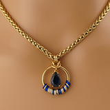 Blue Sapphire Teardrop Morse Code Day Collar