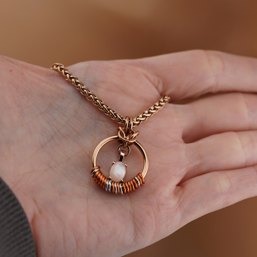 Rose Quartz Morse Code Day Collar | Rose Gold BDSM Collar