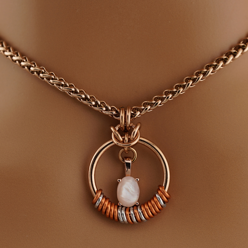 Rose Quartz Morse Code Day Collar | Rose Gold BDSM Collar