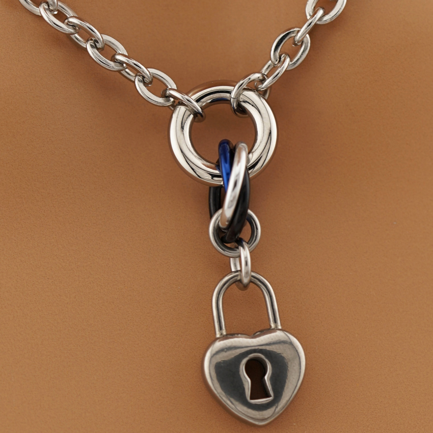 Heart Lock Fidget O-Ring Submissive Day Collar