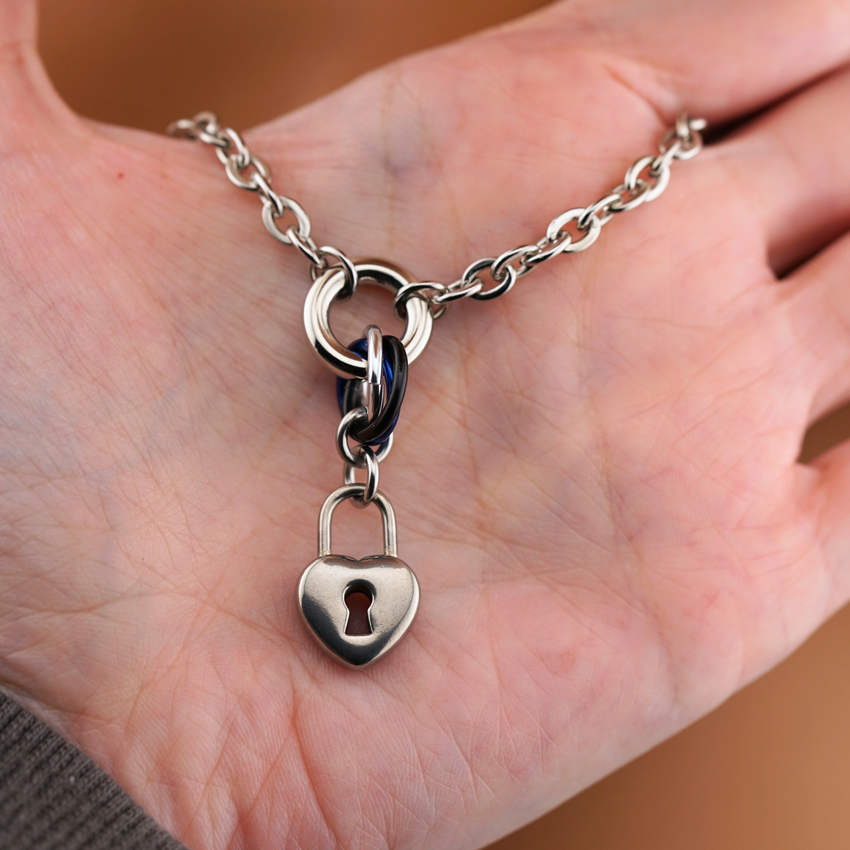 Heart Lock Fidget O-Ring Submissive Day Collar