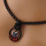 Morse Code Fire Opal Heart Day Collar