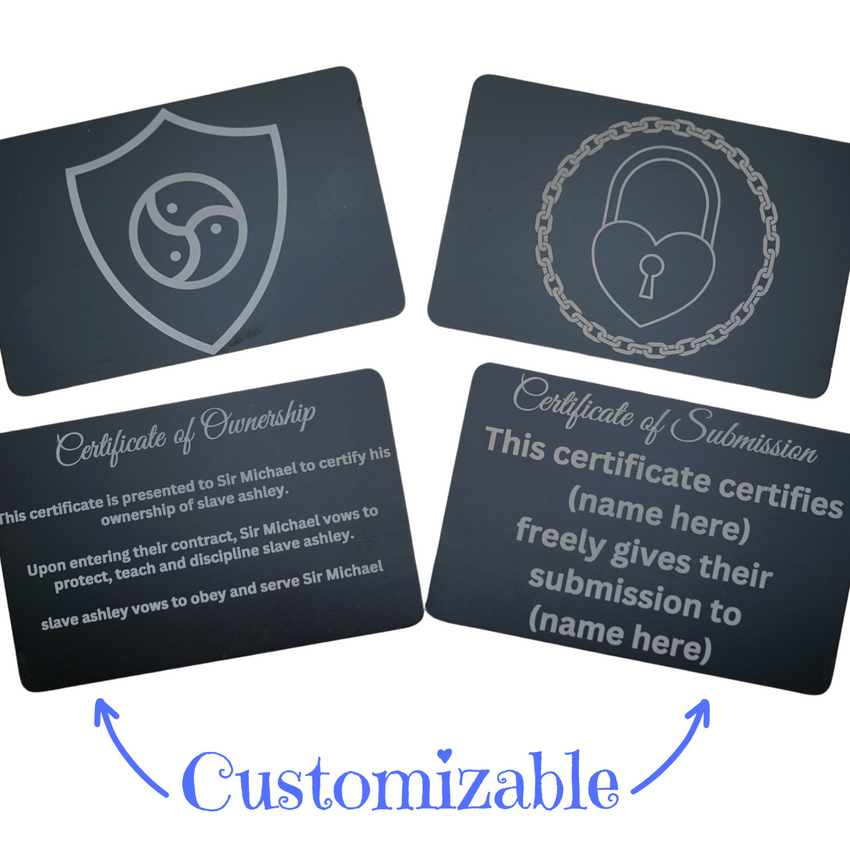 BDSM Couples Owner Cards - Personalized Engraved Owned Wallet Card