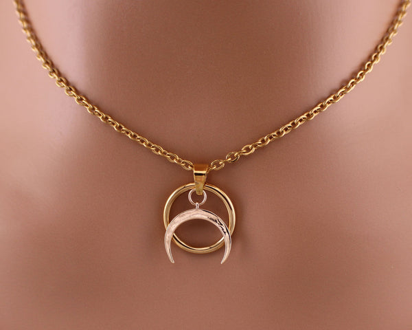 Gold BDSM O Ring Moon Day Collar