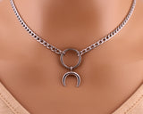 BDSM O Ring Discreet Day Collar and Moon Horn