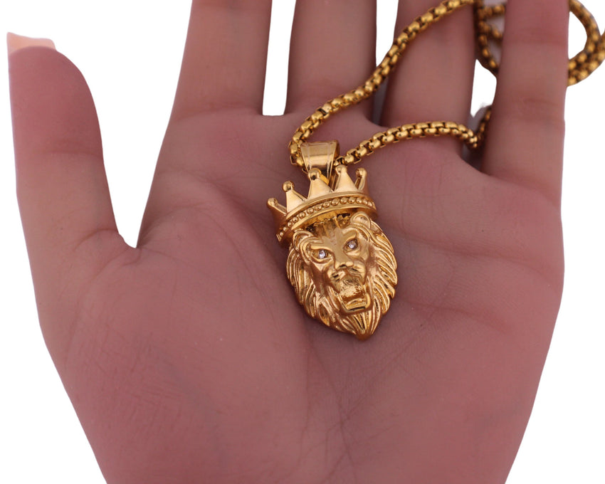 Gold Lion Crown Necklace