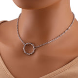 O Ring Oxidized Silver Locking Necklace
