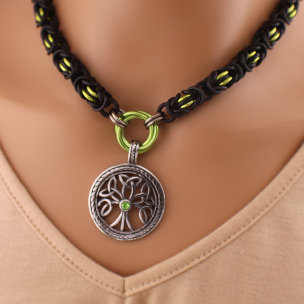 Tree of Life Chainmail Collar, 24-7 Wear Locking Options