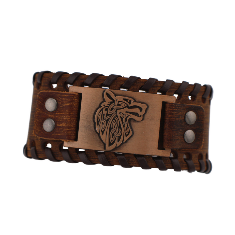 Leather Men's Wolf Bracelet, Master Owner Bracelet