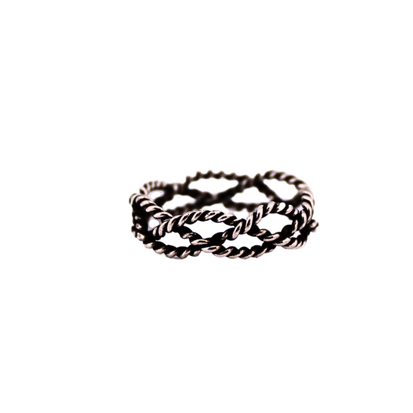 Sterling Silver Oxidized Intertwined Rope Ring