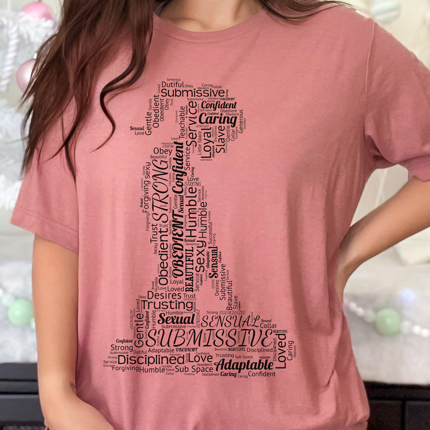 Kneeling Submissive Word Art T-Shirt