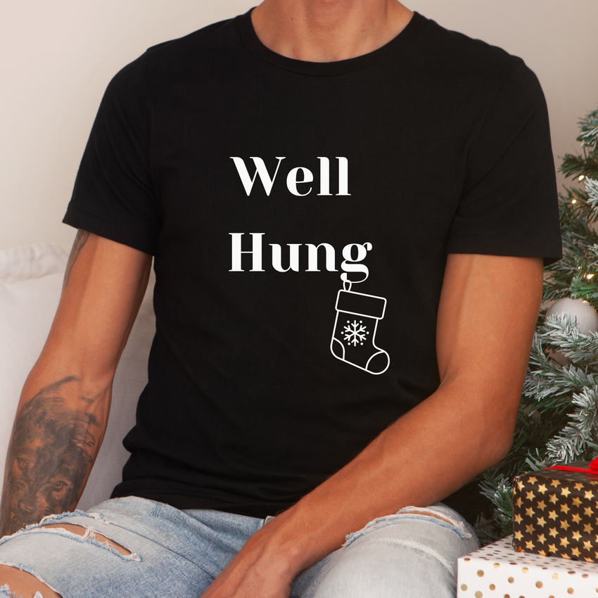 Well Hung Men's Sexy Christmas T-shirt Cotton Tee