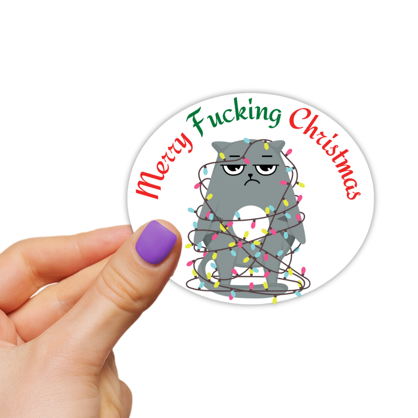 Cat Funny Merry Fucking Christmas Sticker Kinkmas