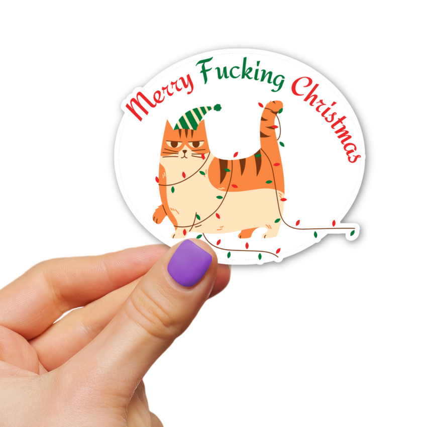 Cat  Merry Fucking Christmas Sticker Kinkmas
