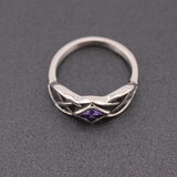Stainless Steel Celtic Ring with Diamond-Shaped CZ Amethyst