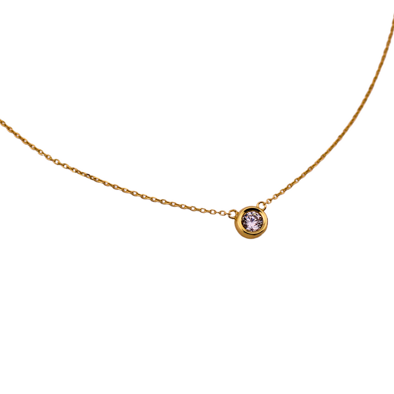 Dainty Gold Sterling Silver CZ Necklace - Adjustable Fit