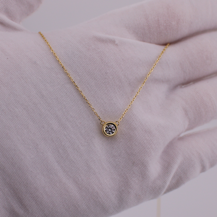 Dainty Gold Sterling Silver CZ Necklace - Adjustable Fit