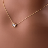 Dainty Gold Sterling Silver CZ Necklace - Adjustable Fit