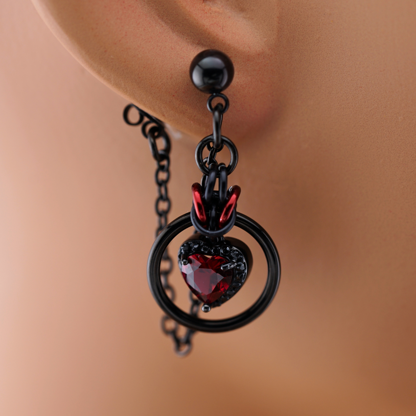 Ruby Heart Day Collar Earrings