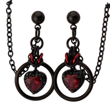 Ruby Heart Day Collar Earrings