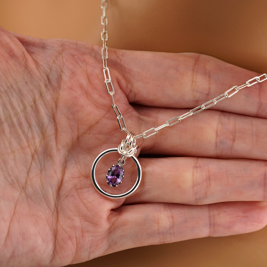 Sterling Silver Alexandrite Paper Clip Chain
