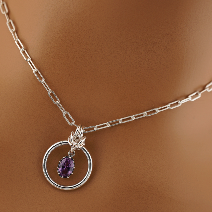 Sterling Silver Alexandrite Paper Clip Chain