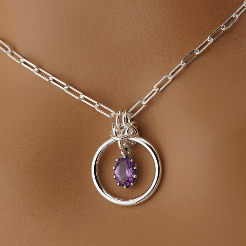 Sterling Silver Alexandrite Paper Clip Chain