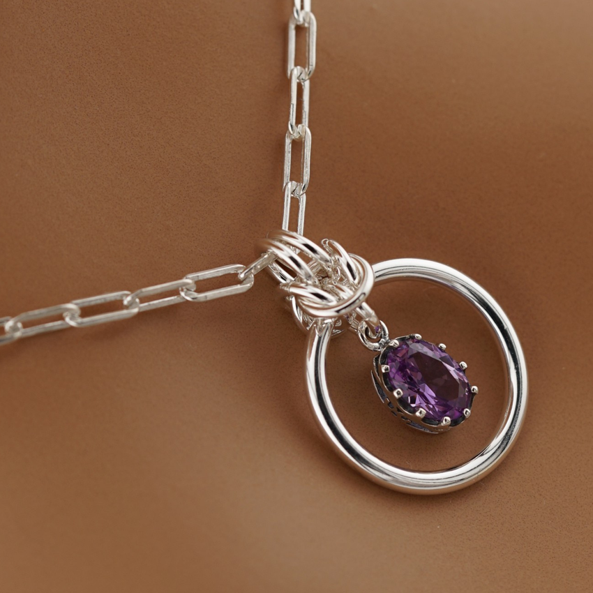 Sterling Silver Alexandrite Paper Clip Chain