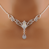 Moonstone Celtic Witchy Day Collar Sterling Silver