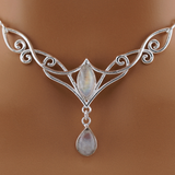 Moonstone Celtic Witchy Day Collar Sterling Silver