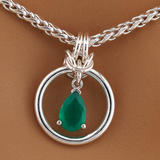 Sterling Silver Green Onyx Teardrop O-Ring